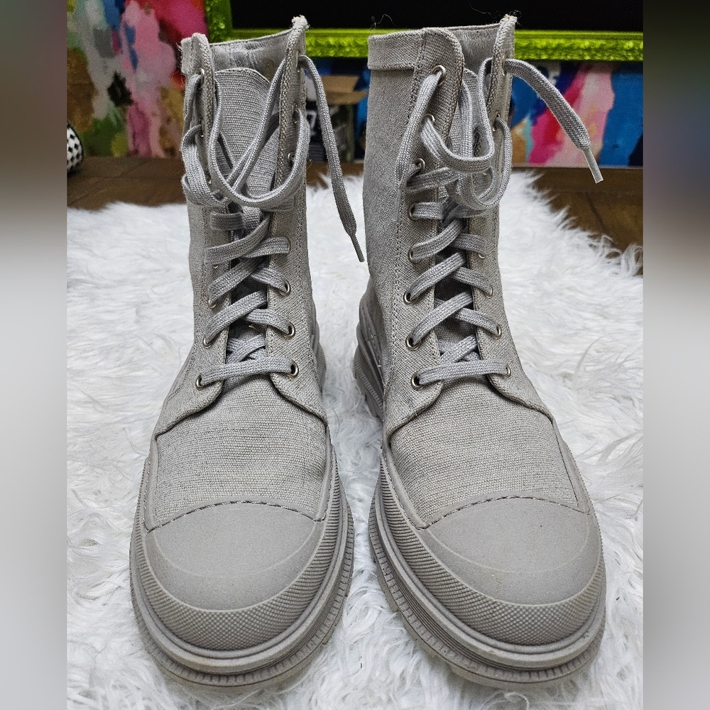 Free People Light Gray Lace-Up Boots - Picture 2 of 6